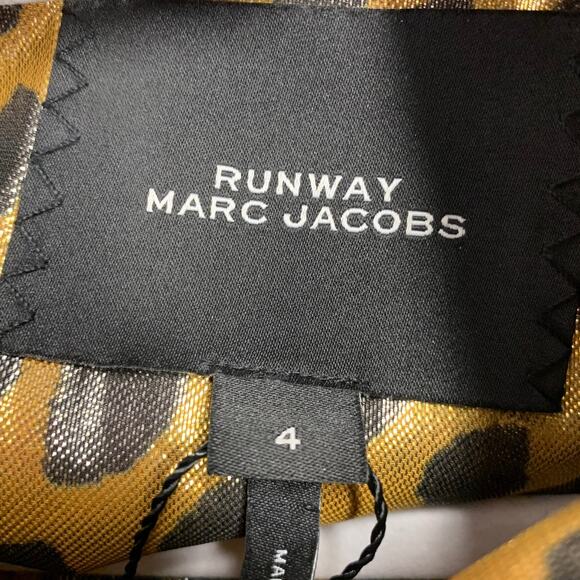 MARC JACOBS Size 4 Gold Black Silk Metallic Animal Print Pleated Dress - Picture 8 of 8